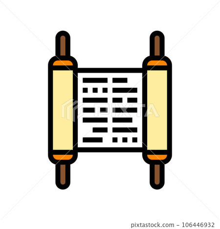 torah scroll jewish color icon vector illustration torah scroll jewish color icon vector illustration 106446932