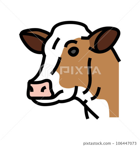 head cow animal color icon vector illustration 106447073