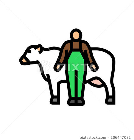 cow with farmer color icon vector illustration cow with farmer color icon vector illustration 106447081