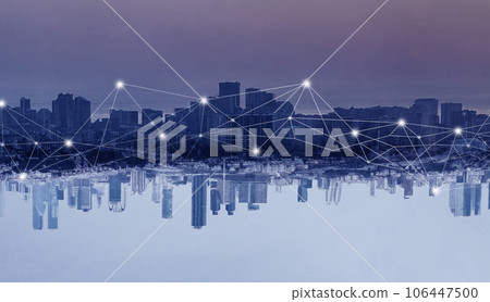 Web, internet, social media and business communication technology in modern city concept Web, internet, social media and business communication technology in modern city concept 106447500