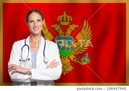 Montenegro general practitioner doctor gp on the flag of Montenegro 106447948