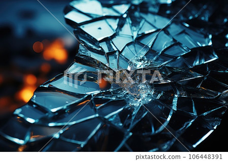 Close-up view of glass broken cracks Close-up view of glass broken cracks 106448391