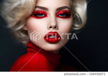 Beautiful woman in with red lips 106448871