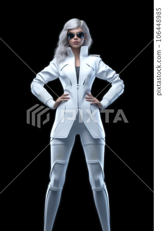 Girl in white futuristic clothes. Digital Technology. Artificial intelligence Girl in white futuristic clothes. Digital Technology. Artificial intelligence 106448985