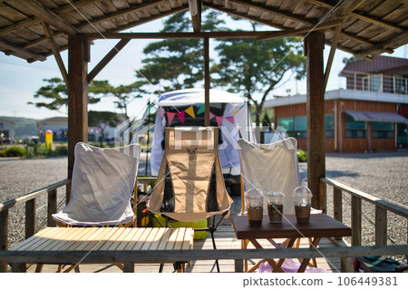 white chairs on the beach 106449381