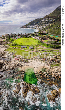 Aerial View of Maiden's Cove Tidal Pool in Clifton, Cape Town, South Africa Aerial View of Maiden's Cove Tidal Pool in Clifton, Cape Town, South Africa 106449422