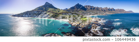 Aerial view of Clifton beach in Cape Town, Western Cape, South Africa 106449436