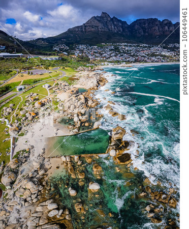 Aerial View of Maiden's Cove Tidal Pool in Clifton, Cape Town, South Africa 106449461
