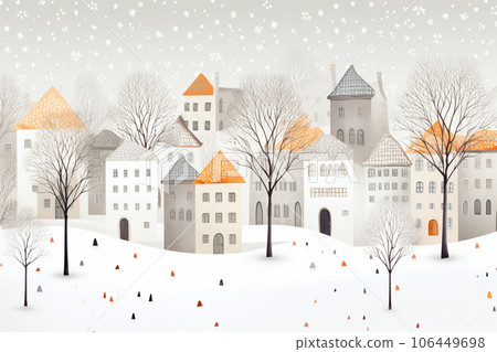 Hand drawn city (winter) 106449698