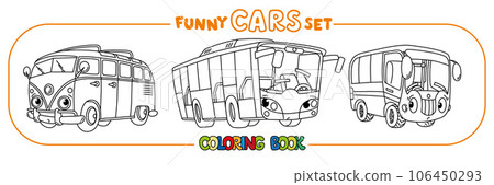 Buses. Funny small cars coloring book set Buses. Funny small cars coloring book set 106450293