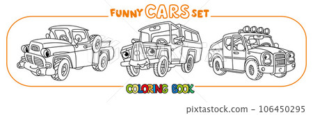 Funny small retro pickup truck cars coloring book Funny small retro pickup truck cars coloring book 106450295