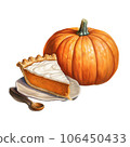 Pumpkin pie, piece of pumpkin pie 106450433