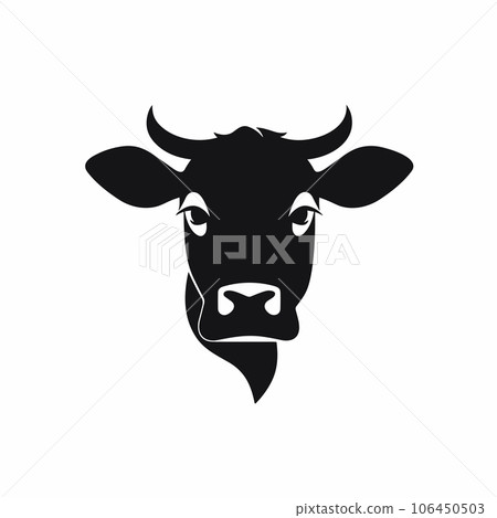 Bull black icon on white background. Cow silhouette Bull black icon on white background. Cow silhouette 106450503