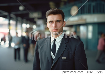 a man wearing a suit and tie, restored 1964 historical photo, generative ai 106450598
