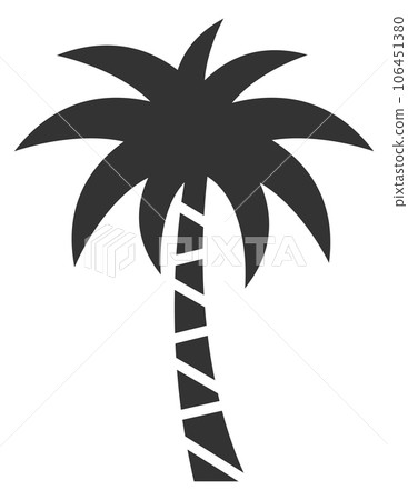 Black palm icon. Summer resort symbol. Tree silhouette Black palm icon. Summer resort symbol. Tree silhouette 106451380