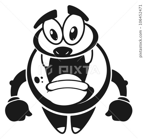 Scary monster mascot. Black funny character icon Scary monster mascot. Black funny character icon 106452471