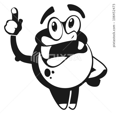 Friendly monster mascot. Funny creature pointing finger Friendly monster mascot. Funny creature pointing finger 106452473