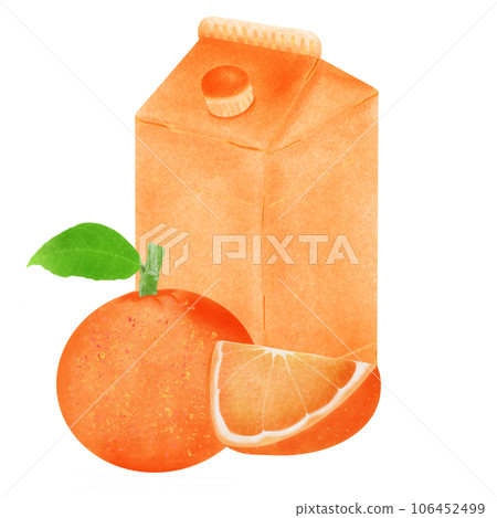Orange juice carton cardboard box pack isolated on white background 106452499