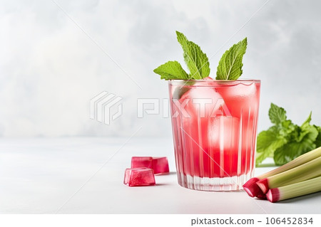 Rhubarb cocktail or soda. Generative AI. 106452834