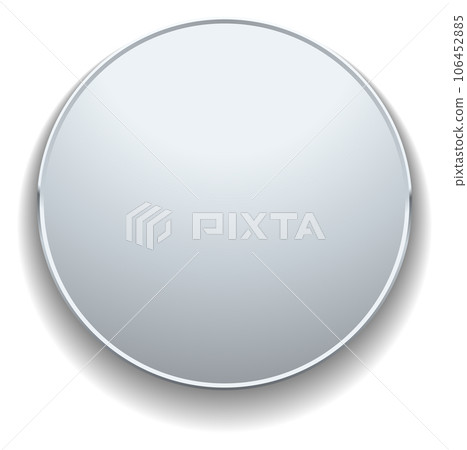 Silver round panel. Metal glossy control button 106452885