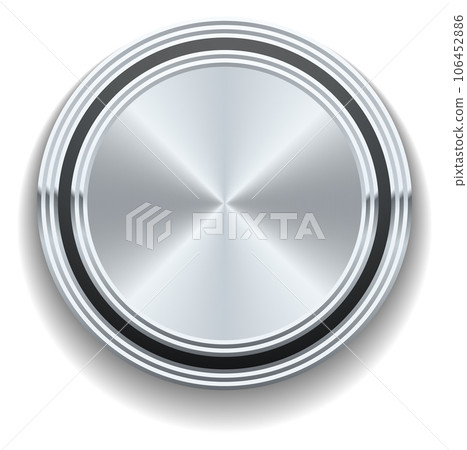 Glossy metal button. Round multimedia control element Glossy metal button. Round multimedia control element 106452886