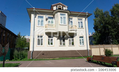 ARKHANGELSK, RUSSIA - July, 29, 2023: old architecture, architectural monuments on Chumbarov-Luchinsky street ARKHANGELSK, RUSSIA - July, 29, 2023: old architecture, architectural monuments on Chumbarov-Luchinsky street 106453006