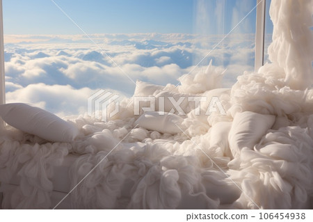 silk bed linen and the most delicate pillows and blankets  106454938