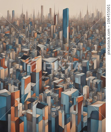 Abstract City Architecture in Futuristic Geometric Style 106455001