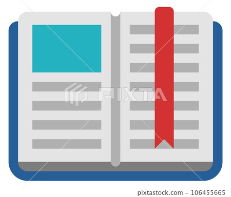 Open book with red bookmark. Color study icon Open book with red bookmark. Color study icon 106455665
