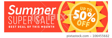 Summer super sale banner. Horizontal discount poster 106455682