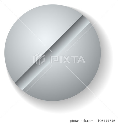 Slotted bolt realistic mockup. Metal head top view 106455756