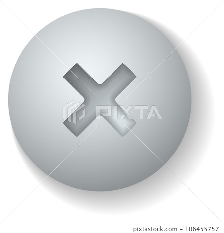Cross head bolt top view. Realistic steel fix 106455757