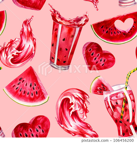 Watermelon. seamless pattern. Watercolor. For design solutions for labels, packaging. For textiles and backgrounds. Watermelon. seamless pattern. Watercolor. For design solutions for labels, packaging. For textiles and backgrounds. 106456200