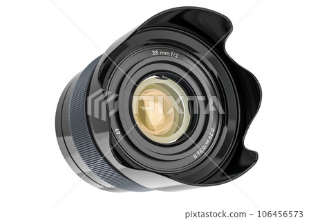 Large-Aperture Wide-Angle Lens, photography camera lens. 3D rendering Large-Aperture Wide-Angle Lens, photography camera lens. 3D rendering 106456573