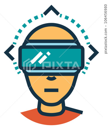 Man in virtual reality glasses icon. Vr headset Man in virtual reality glasses icon. Vr headset 106456980