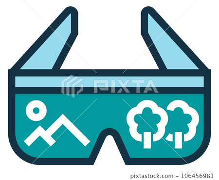 Nature landscape in virtual reality glasses color icon Nature landscape in virtual reality glasses color icon 106456981