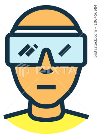 Man in vr headset. Virtual reality glasses color icon 106456984