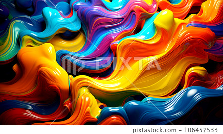 Rainbow colors realistic liquid glossy plastic dynamic abstract background. Rainbow colors realistic liquid glossy plastic dynamic abstract background. 106457533