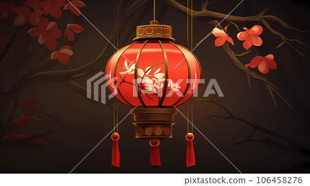 手绘卡通中国节日红灯笼插画 106458276