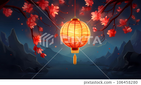 手绘卡通中国节日红灯笼插画 手绘卡通中国节日红灯笼插画 106458280