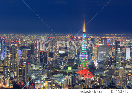 Tokyo Tower_Special illumination and spectacular night view of the metropolis Tokyo Tower_Special illumination and spectacular night view of the metropolis 106458712