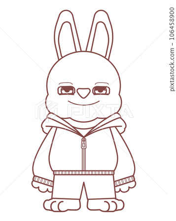 Cute rabbit character line drawing illustration wearing a hoodie Cute rabbit character line drawing illustration wearing a hoodie 106458900