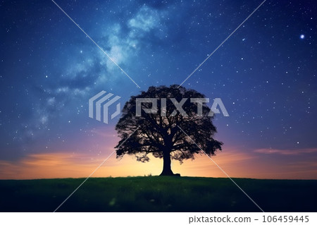 Starry sky and one tree 3 AI-generated image 106459445