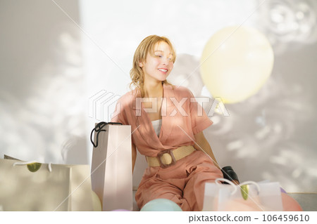 Fashion portrait image of a woman with light and shadow 106459610