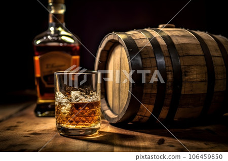 Western barrel and whiskey 2 AI-generated image 106459850