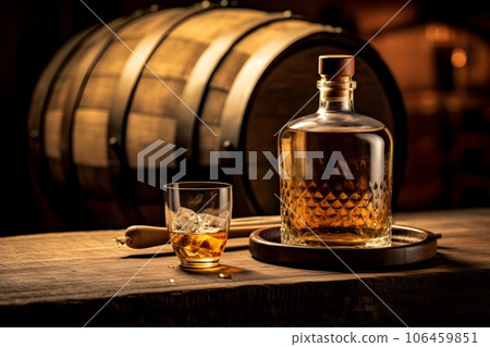 Western barrel and whiskey 3 AI-generated image 106459851