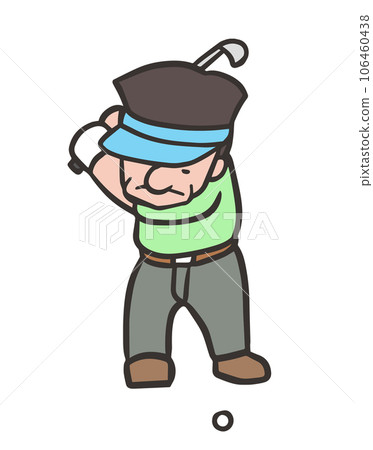 Man making golf swing, iron shot address, forward 2 106460438