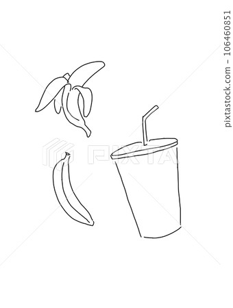 香蕉汁的單色線畫插圖 香蕉汁的單色線畫插圖 106460851