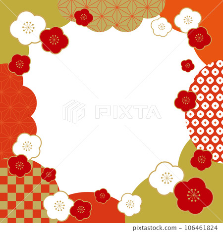 Plum and Japanese Pattern Japanese Style New Year Banner Frame Background/Square/Vermilion/Transparent Plum and Japanese Pattern Japanese Style New Year Banner Frame Background/Square/Vermilion/Transparent 106461824