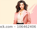 A young and beautiful woman in a pink jacket 106462406